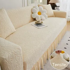 Floral Pattern Sofa Cover, 1 Count Universal Sofa Slipcover with Ruffle Trim, Dustproof Sofa Protector for Home Living Room, Home Decor, Soft Sofa Protector