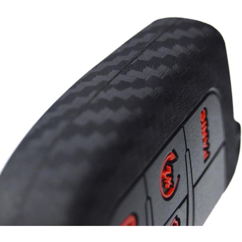 // Slash Carbon Silicone Key Fob Cover for Dodge Charger Challenger SRT Hornet R/T Dart Durango Journey Replacement Remote Keyless 5 Buttons Key Fob Case Accessories