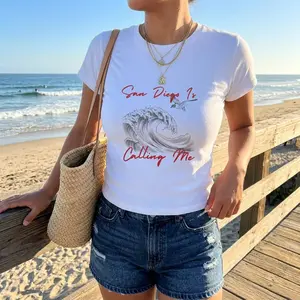 San Diego Wave Graphic Baby Tee, Y2K Crop Top, Streetwear Apparel