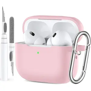 Pink Case for Airpods Pro 2/1 Gen Case Cover for GILR Women, Compatible Airpods Pro 2nd/1st Generation Case, Soft Silicone Apple iPod Pro Gen Protective Cover Skin with Keychain Cleaner Pen, Pink