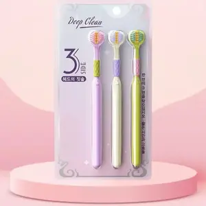 3-Sided Toothbrush with Spiral Design & Soft Pbt Bristles, All-Around Teeth Cleaning & Stain Removal, 3-Pack Set for Home Use