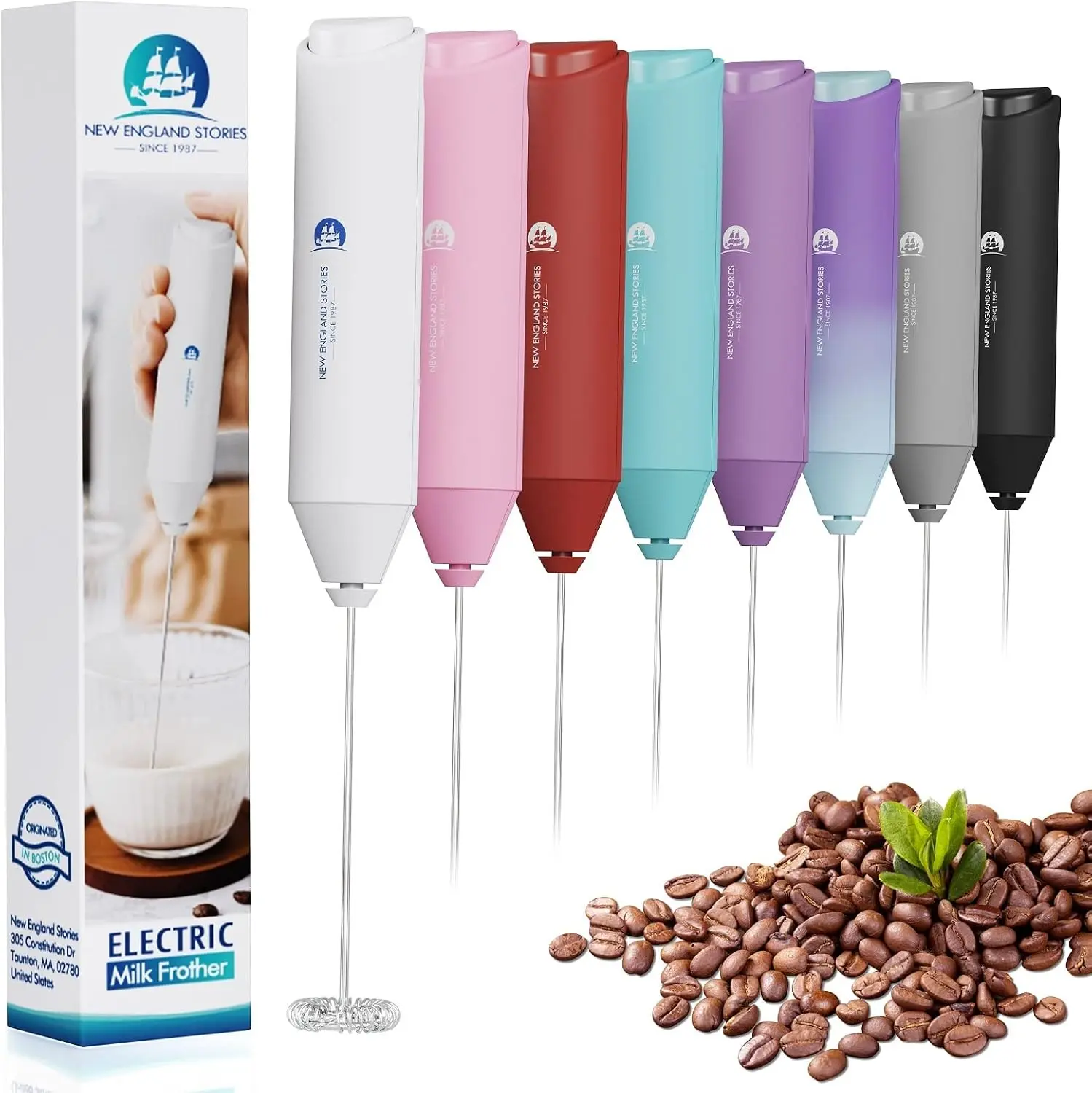 Powerful Milk Frother Handheld Foam Maker, Mini Whisk Drink Mixer for Coffee, Cappuccino, Latte, Matcha, Hot Chocolate, No Stand, White cordless foamer