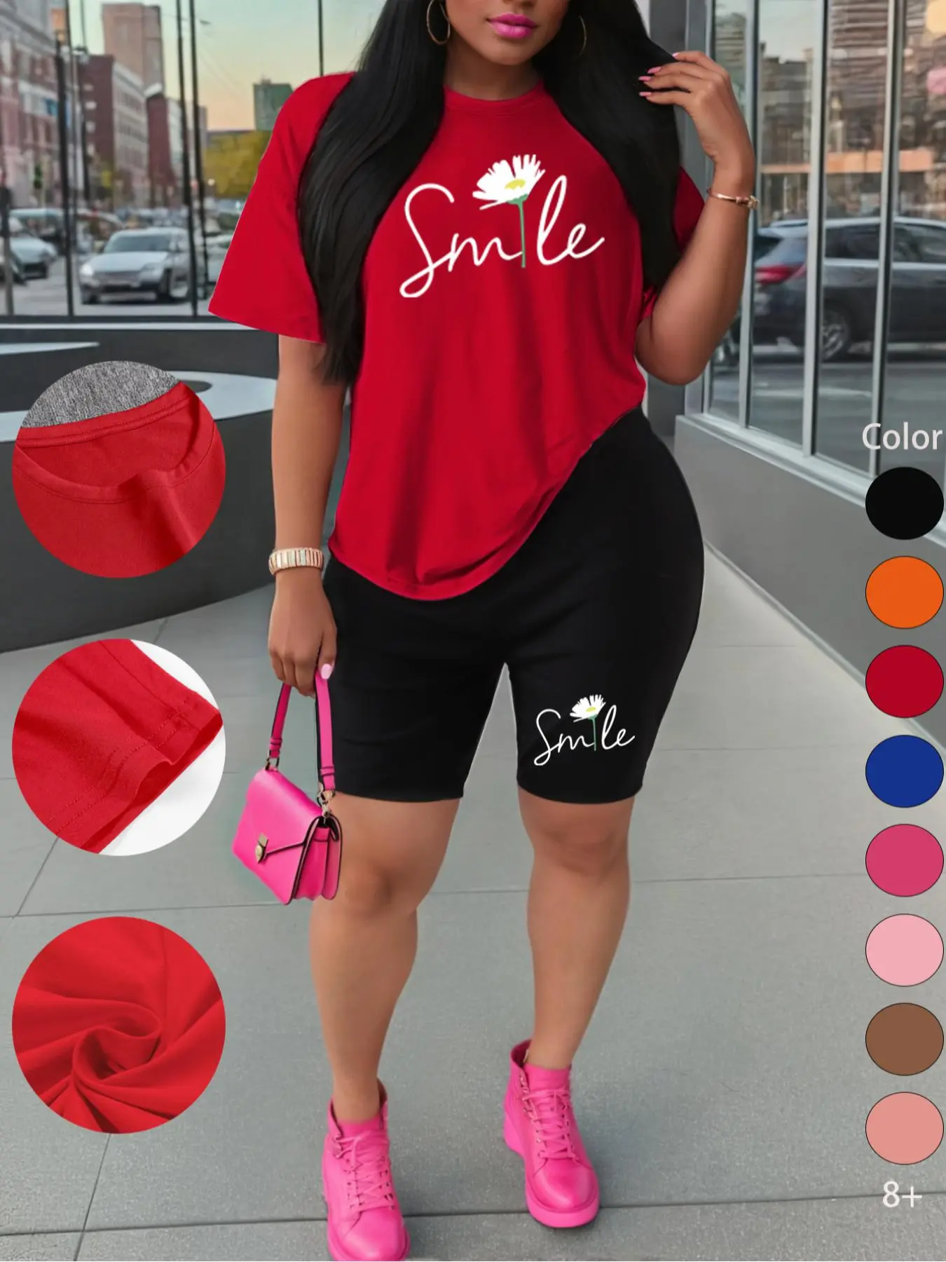 Summer New Women's Short Sleeve Shorts Set, Casual Floral Print Sports Sportswear Set, Two-Piece T-Shirt and Shorts for Outdoor Activities, Workout Running Outfits, Gym Casual Wear, Active Outfits