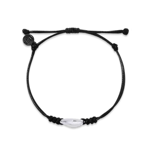 Black String Bracelet with Metallic Cowrie Shell - STR-SSH