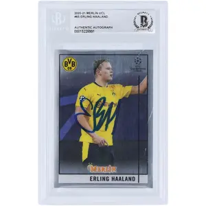 Erling Haaland Borussia Dortmund Autographed 2020-21 Topps Merlin Chrome Collection #65 BAS Authenticated Card - Fanatics Authentic Certified
