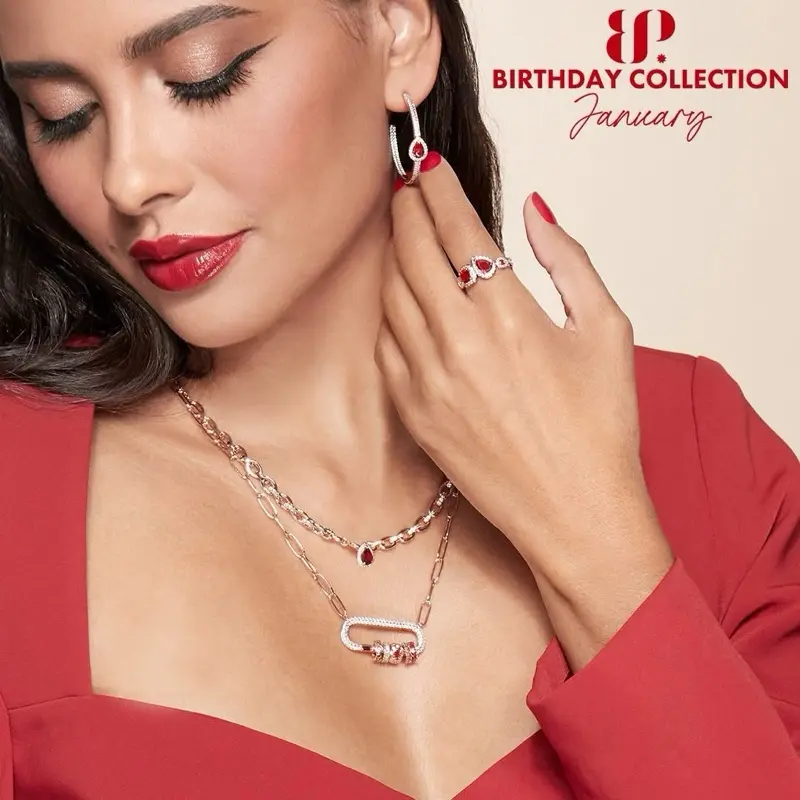 BP January "Home Reveal" Earring Surprise Pack - 1 Pair Hematite Plating Rhodium Cubic & Lab-Created Garnet Gemstone Jewelry Sets, Gold Unique Shapes Casual Daily Costume Earrings