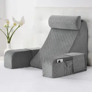 Reading Pillow for Adults – Ergonomic 45° Wedge Back Support Chair for Sitting in Bed, XL Side Pockets, Perfect for Working, Gaming, Watching TV, Relaxing, or Recovery, Great Gift, 19”