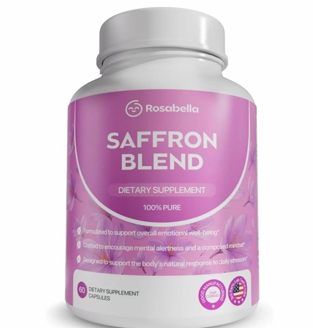 Saffron Blend Supplement for Men & Women – Saffron, B6, Magnesium & Herbal Extract Capsules – Supports Mood, Focus & Clarity – Non-GMO, Gluten-Free – 60 Capsules – 30-Day Supply