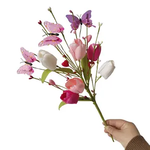 Artificial Tulip Heart Berry Branch for Valentine's Day Decor