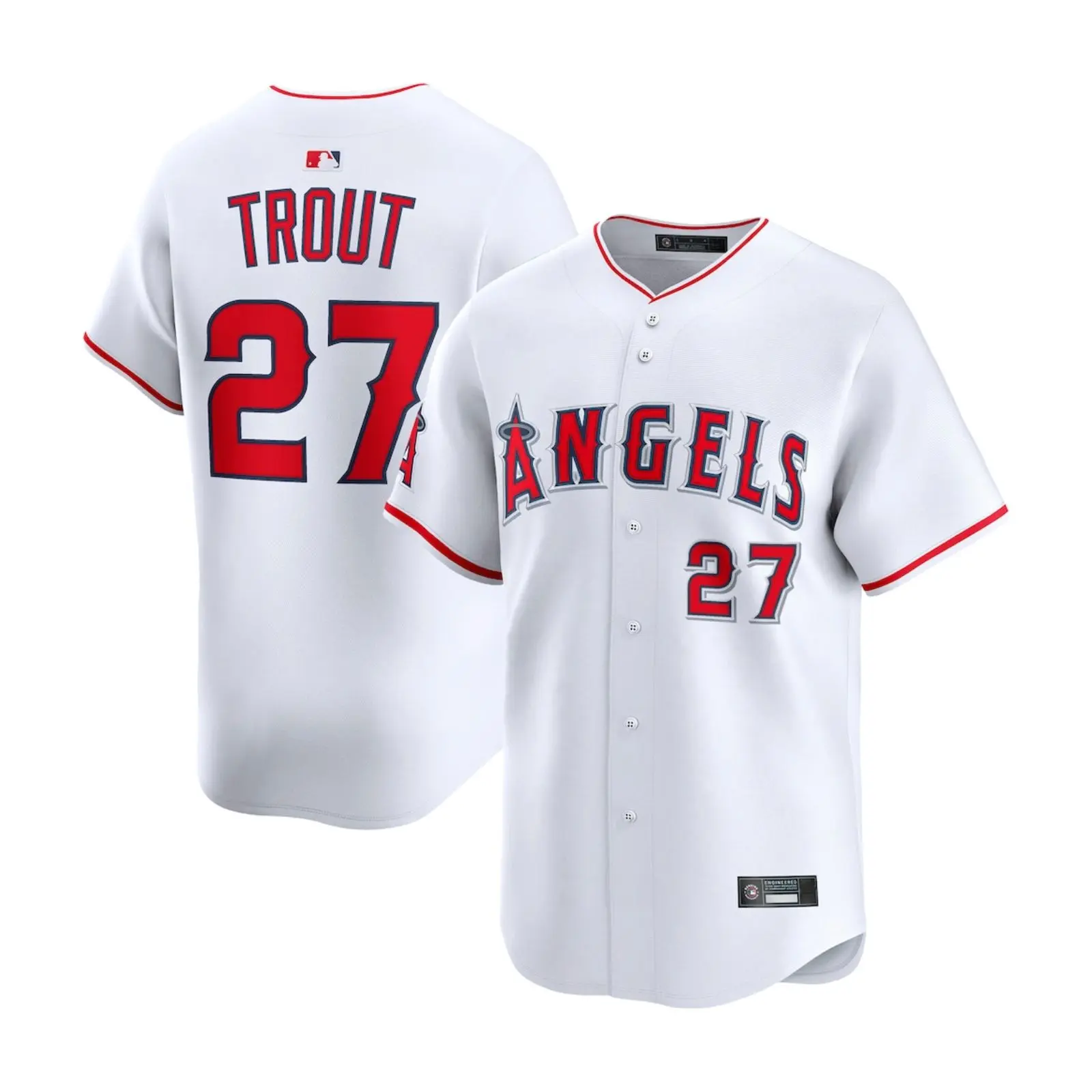 Men's 27 Mike Trout Printed White Baseball Jersey