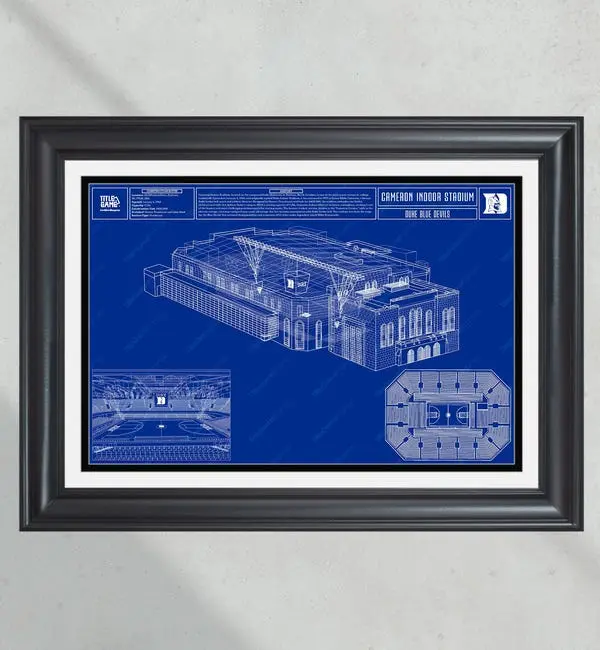 Duke Blue Devils Cameron Indoor Stadium Blueprint: College Basketball Wall Art - POSTER NO FRAME