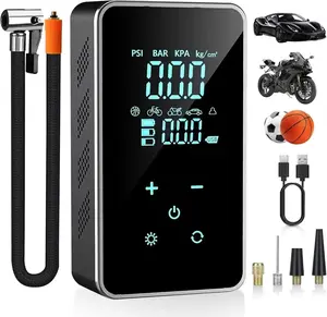 Tire Inflator Portable Air Compressor – 150 PSI Cordless Electric Pump with Digital Pressure Gauge, LED Touchscreen, Auto Shut-Off, Flashlight, and 5 Preset Modes for Cars, Motorcycles, Bikes & Balls
