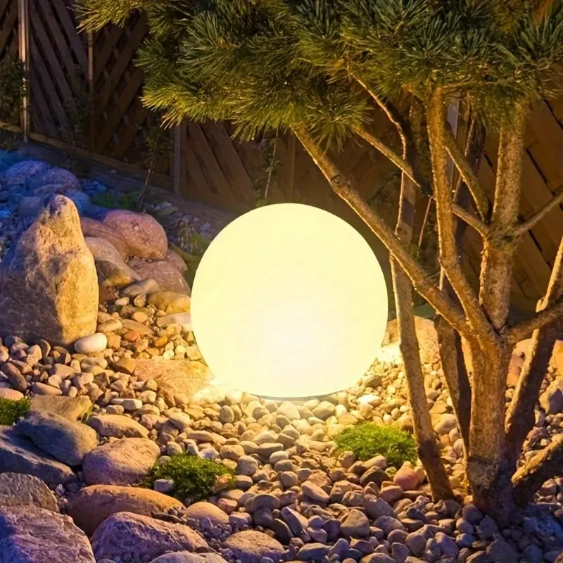 Hoodink 8-in Solar Globe Light Outdoor, Waterproof Solar Ball Light for Outside w/Remote, 16 RGB Color Changing Glowing Orb Lamp Landscape Lighting Mood Lamp w/Ground Stake for Garden Patio Yard Pathway Decor