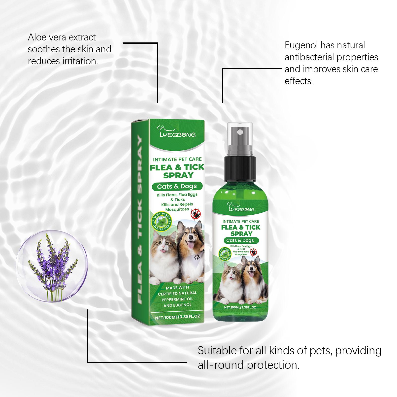 2PCS Yegbong Pet Insect Repellent Spray Gentle Daily Cleansing Care for Dog Cat Fur & Skin