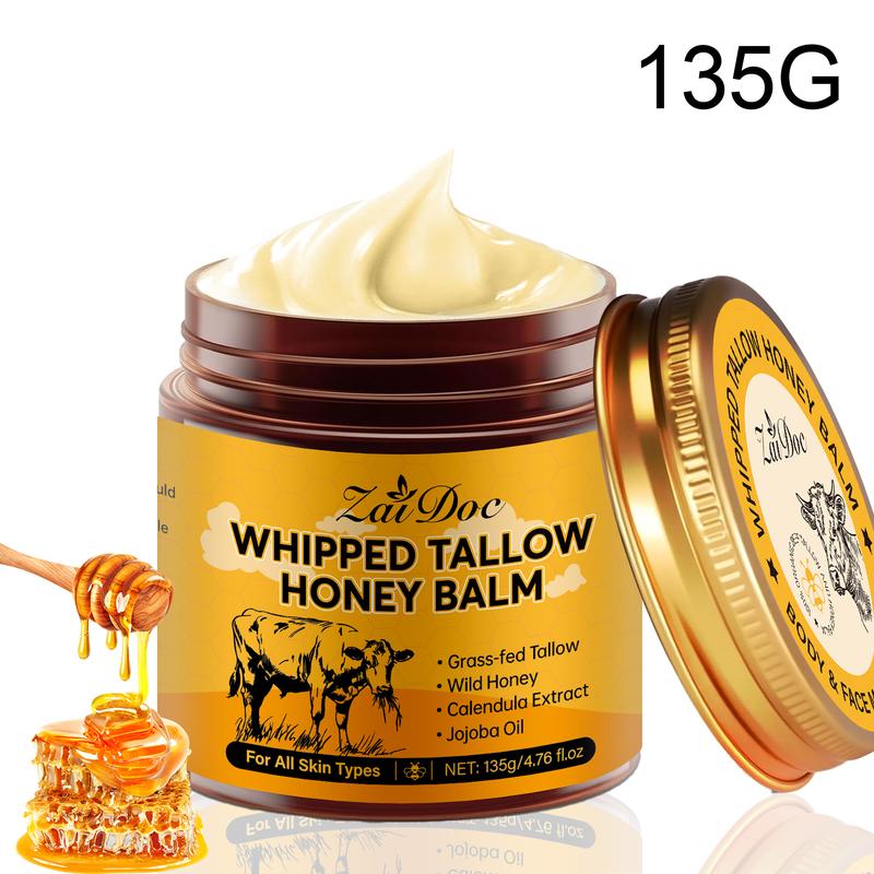 Tallow Honey Balm Cream (135G) - Mild Deep Moisturizing Hydrating Moisturizer, Nutrient-Rich Formula, Gentle Daily Body Care for All Skin Types