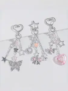 Y2K Sweet Cool Bow Metal Keychain Bag Charm, College Style, Sweet Cool Fashion Accessory, All Seasons Use, Elegant Design