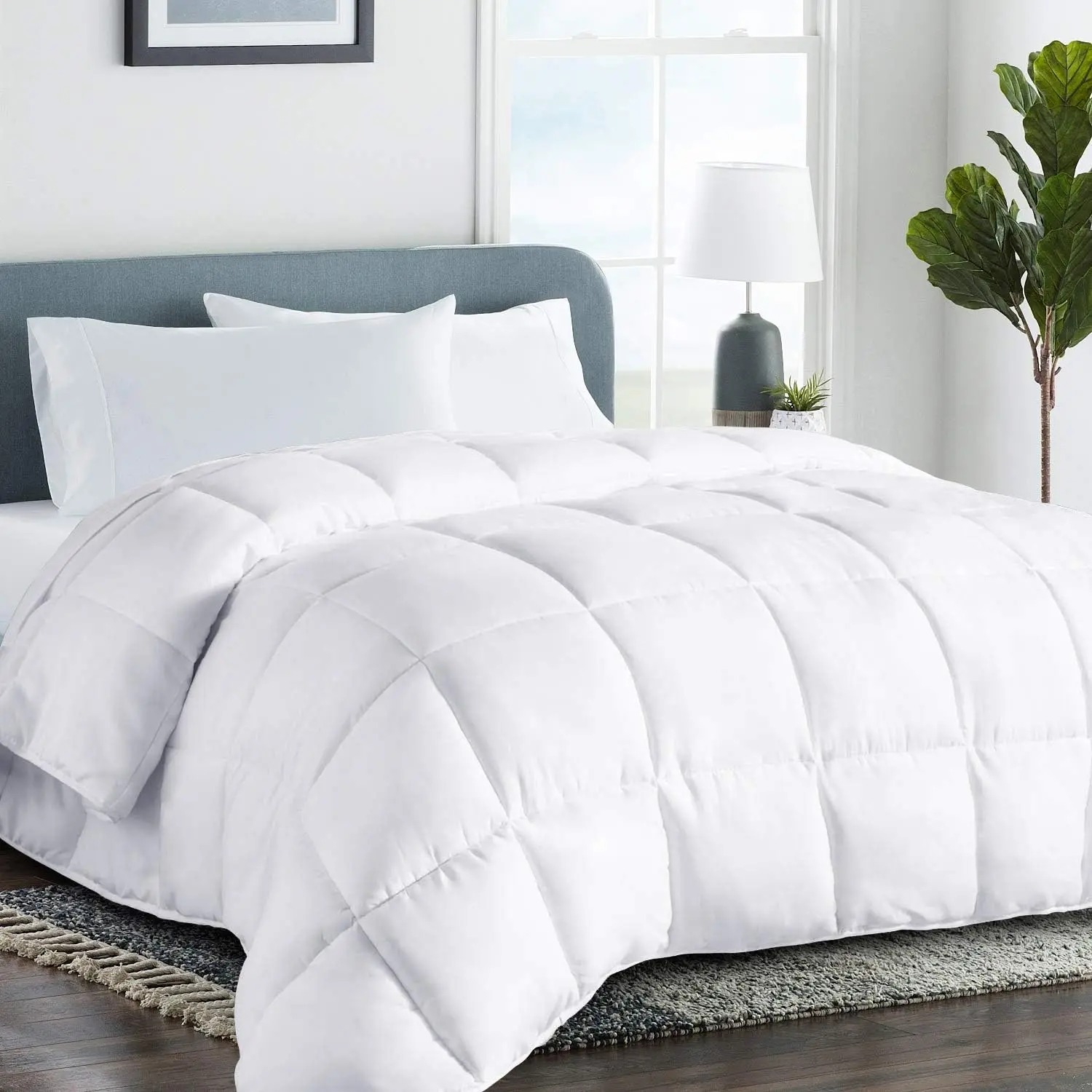 All-Season Queen Size Cooling Comforter Duvet Insert - White| Down Alternative Comforter, Luxury Hotel Breathable Soft bedding, Anti-Clump Tech & 8 Tabs, Reversible, 88 x 88 inches
