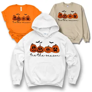 Embroidered Halloween Pumpkin Sweatshirt & Hoodie – Tis The Season Fall Shirt for Women and Men