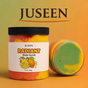 JUSEEN Radiant Carrot Mango Exfoliating Body Scrub with Kojic Acid for Gentle Exfoliation & Hydration Natural Ingredients for Soft Radiant Skin Body Exfoliator Body Care Cleanser Cleansing