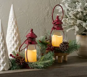 Home Reflections Indoor/Outdoor S/2 8" Hanging Lanterns