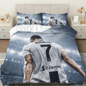 3PCS Duvet Cover Set, 1 Duvet+2 Pillowcases(Without filler), Football Athlete Stadium Sports Passion theme, Christmas bedding set, Comfortable Soft Bedding Suitable for decoration bedroom, guest room, dormitory, sports-themed room.