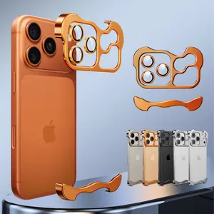 Frameless Series Designed for iPhone 17 Pro Max 16 15 14 13 Case,Minimalist Protective Shock Absorption Aerospace Grade Aluminum Shells & Elastomer Inlays Easy Fit,Shockproof Bumper Cover