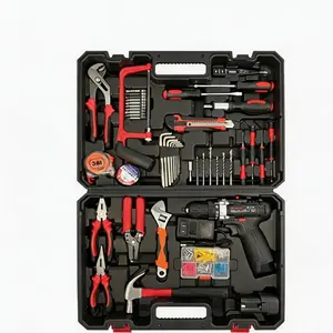 Comprehensive Home Tool Set with 16.8V Power Drill, Screwdrivers, Wrenches & Measuring Tools, for Daily Repairs & Furniture Assembly