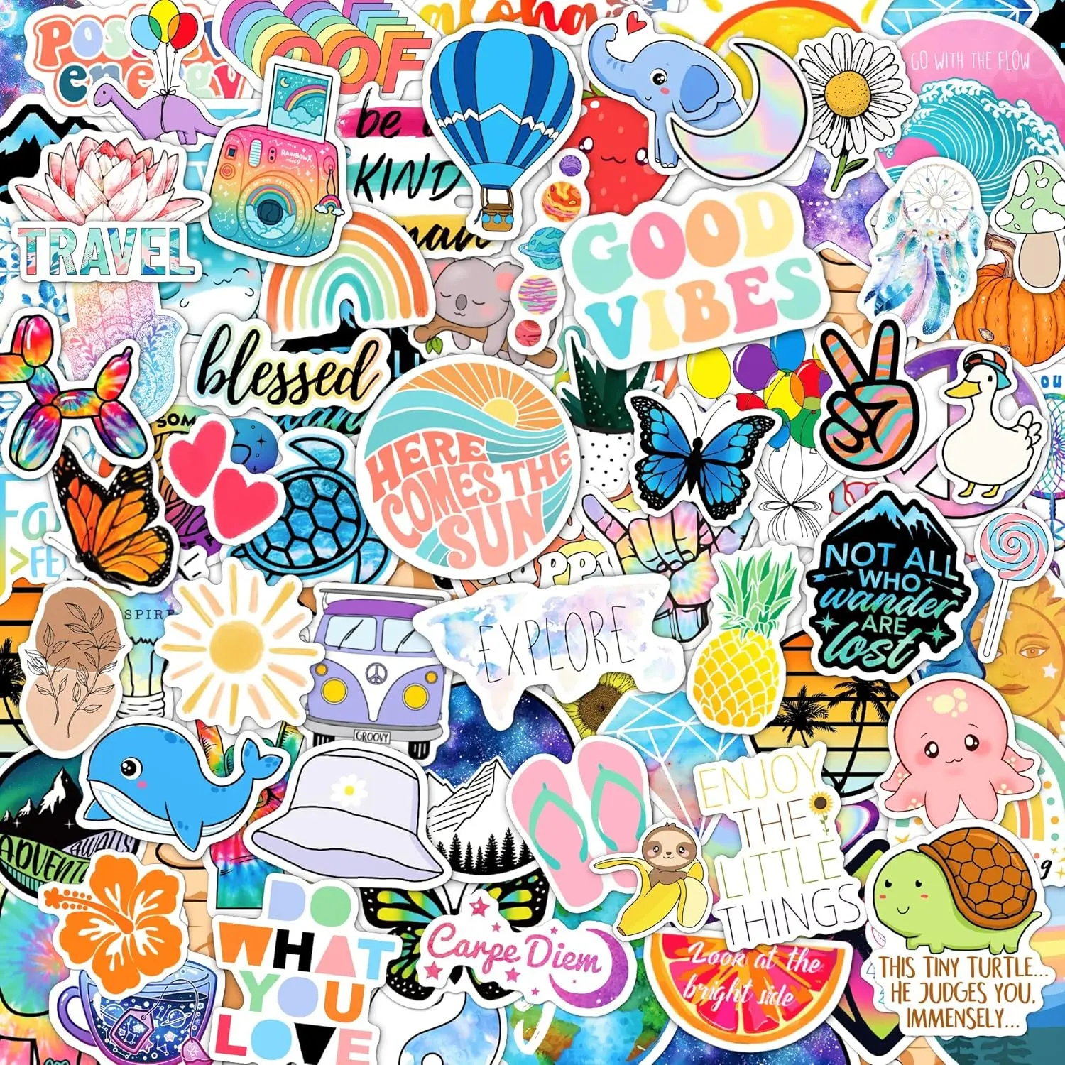 120 Pcs Preppy Stickers, Summer Stickers for Water Bottles Girls, Laptop Accessory Waterproof, Cute Decals for Phone Waterbottle MacBook Cup, Summer Themed Stickers for Teens
