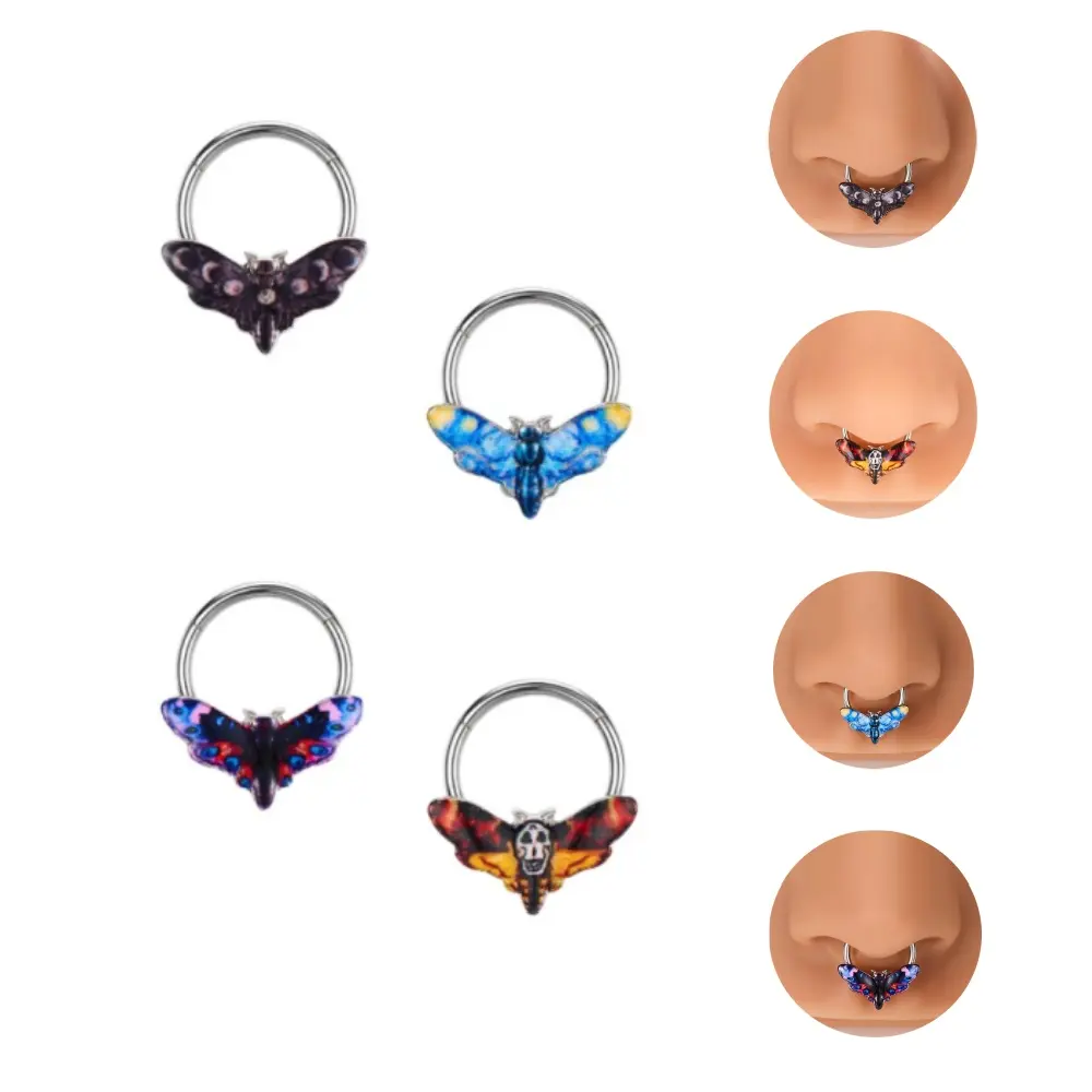 OUFER 16G HALLOWEEN Retro Moth Septum Ring 10mm