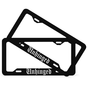 Unhinged License Plate Frame, Black Funny Quote Gothic Vehicle Accessories for Car Bumper, Witchy New Car Gift For Her