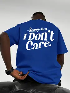 Men's Plus Size Casual Letters Print Short Sleeve T-Shirt with Letter Print, Versatile Basic Tee for Everyday Wear, Ideal for Relaxed Streetwear