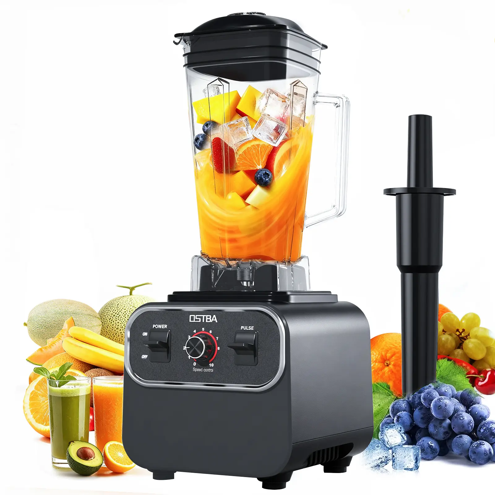 OSTBA Professional Countertop Kitchen Blender - 1600W Strong Power, 10-Variable Speeds, Stainless Steel Blades, Large Capacity 68oz, Self-Cleaning Mode, Dishwasher Safe, Multi-Function Fruit Juice Extractor