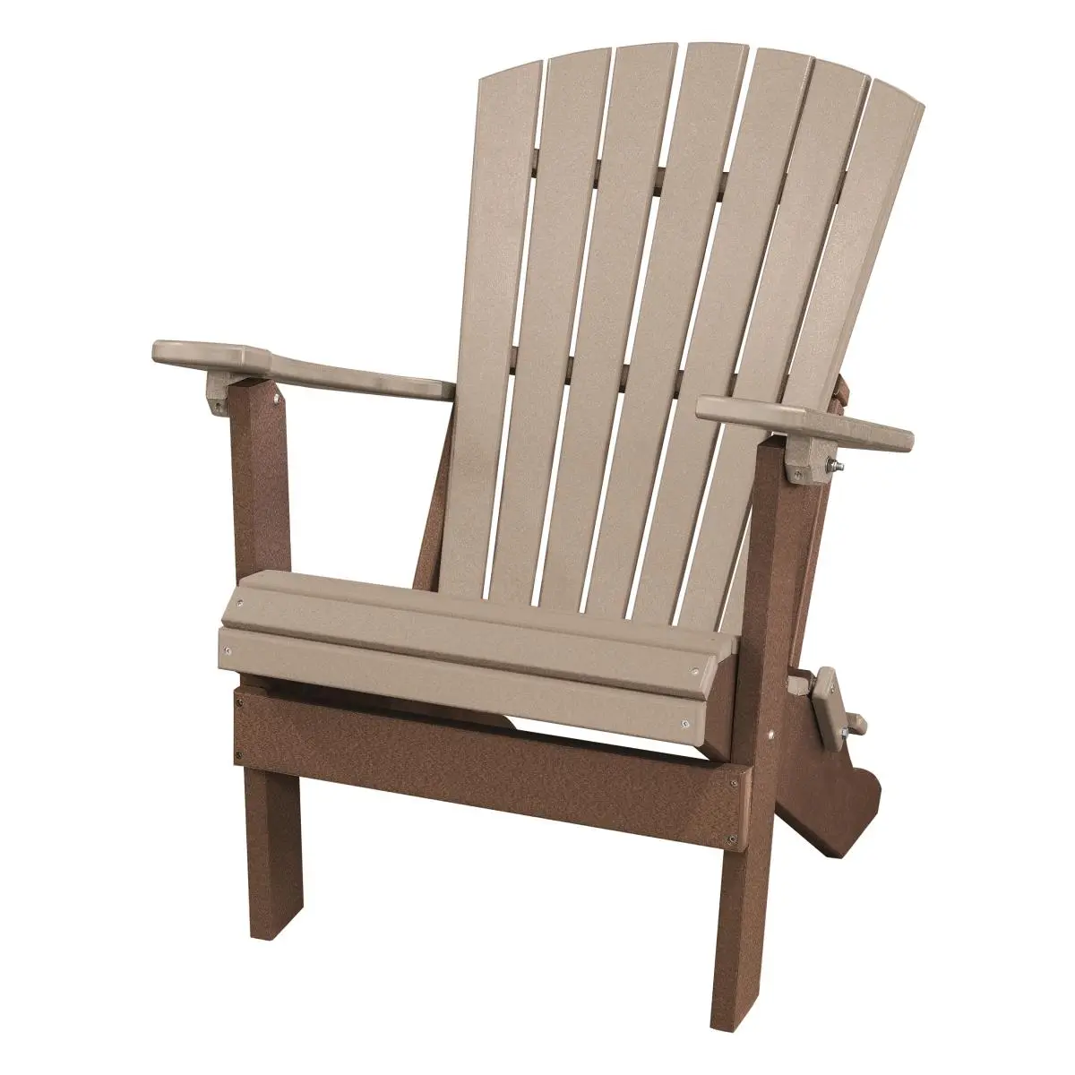 Unisex Ergonomic Recycled Resin Adirondack Chair - Heavy-Duty Foldable Single Person Outdoor Chair, Amish Craftsmen-Made, 41x29x35 in, Weatherwood & Tudor Brown, Ideal for Front Porch, Beach