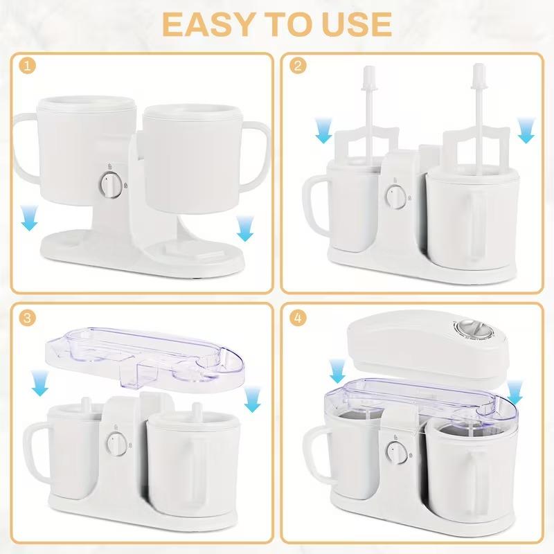 1L Dual-Bowl Ice Cream Maker  – CreamyDelight , Effortless Homemade Ice Cream, Frozen Yogurt & Smoothies, Easy-Clean Detachable Cups, Perfect Gift for Any Occasion .