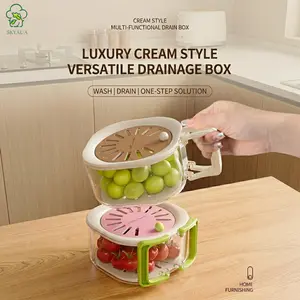 Draining And Preservation Basket,Stackable with Draining Lid | Fruits Drainer and Preservation Bowl - for Kitchen Fridge Picnic Camping Grape Tomatoes