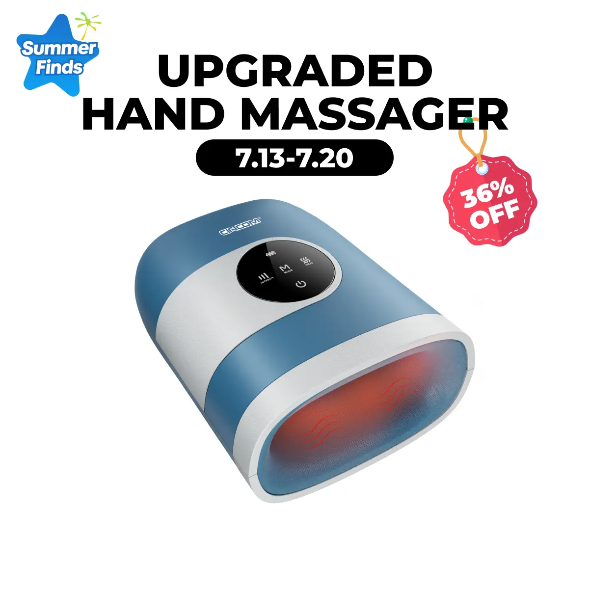 CINCOM Upgraded Hand Massager, Cordless Finger Soother with Comfort Warmth, Customizable Settings, Rechargeable, Provides Soothing Relaxation, Wonderful Gift for Loved Ones