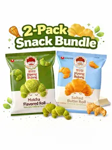 Matcha & Salted Mini Croissant Crisps-2-Pack Bundle-Korean Snack Bites
