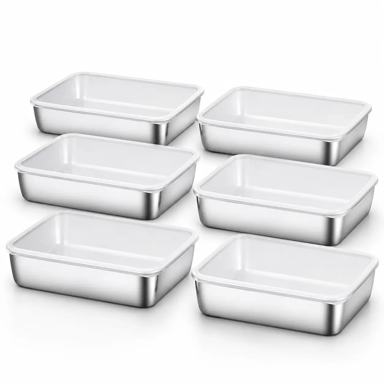 Stainless Steel Meal Prep Containers with Airtight Lids, Stackable Reusable Bento Trays for Lunch & Portion Control, Oven-Fridge-Freezer-Dishwasher Safe Home Storage Boxes