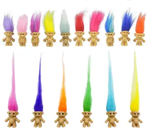 16pcs Mini Troll Dolls, PVC Vintage Trolls Lucky Doll Mini Action Figures 1.2" Cake Toppers Chromatic Adorable Cute Little Guys Collection, School Project, Arts Crafts, Party Favors Crazy Upward Hair Style Decorations