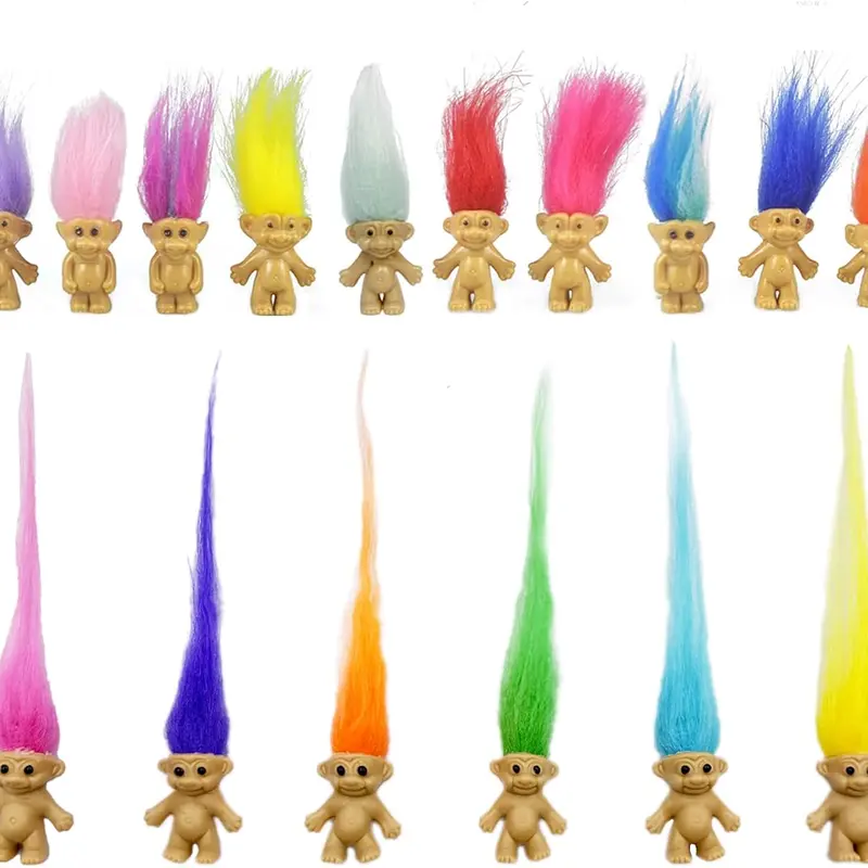 16pcs Dual-Color Long Hair Ugly Doll Plastic Figurines Set, Small Sculpture Decorations, Decorative Home Ornament, Decorative Ornaments, Decoration Items, Easter Gift, Perfect Birthday Present