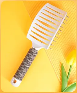 Curved Nylon Detangling Brush, ZXUNASMR COMB | Volumizing & Styling, Anti-Static, Scalp Massaging, Wet & Dry Hair Suitable, Scalp Massaging, Vented Hair Drying Styling Brush Scalp Sweep Detox Comb Haircare Frizz, wavy thermal brush curl hair brush