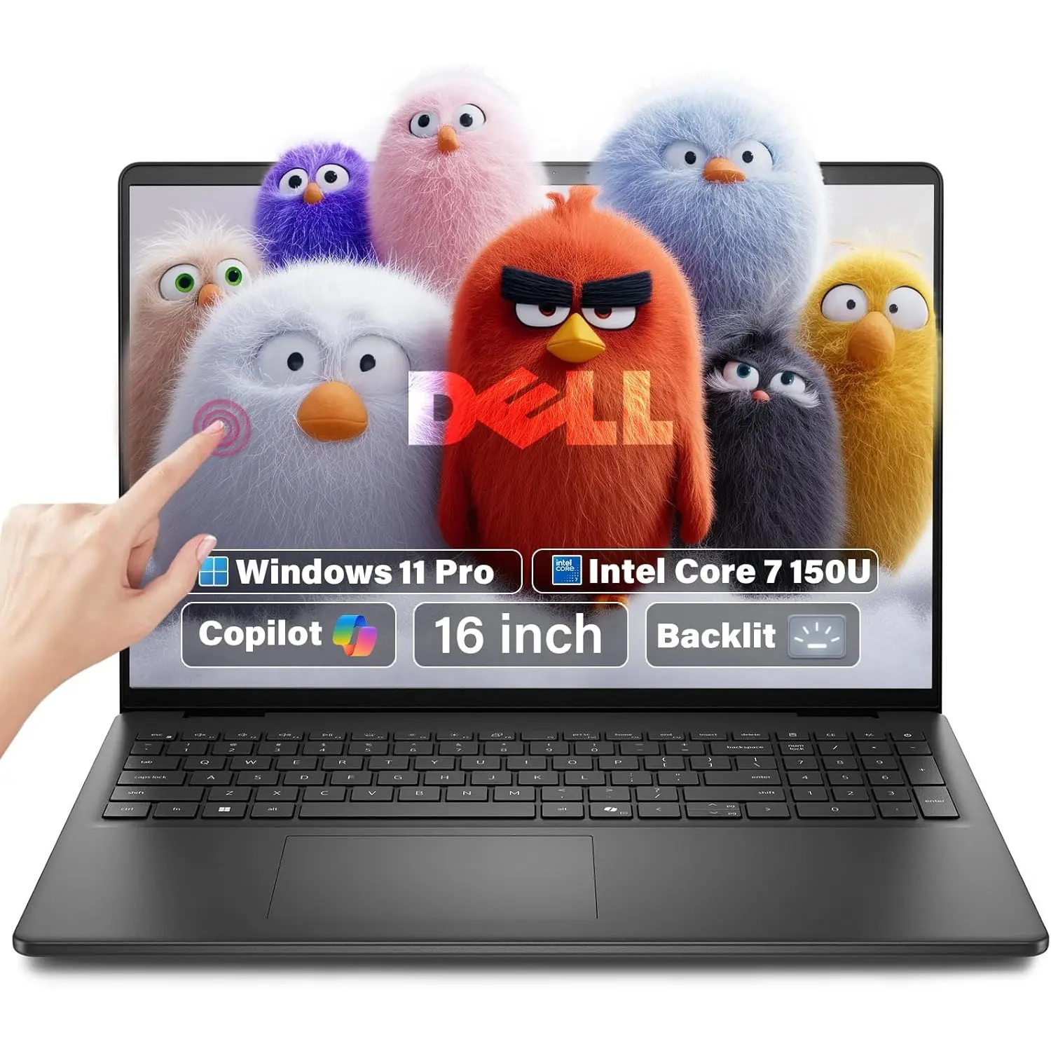 Dell 16 inch Touchscreen Laptop Computer(2026), 16:10 2K FHD+Touch, Intel 10-Core 7 150U(up to 5.4 GHz), Backlit Keyboard, Copilot AI, Windows 11 for Business & Study, 32GB DDR5, 2TB SSD