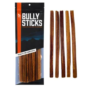 12-inch Bully Sticks (8oz./~5 Sticks) Healthy, All-Natural, Long-Lasting Dog Chew Bones - Low Odor - Mixed Thickness - Lab-Tested, Hand-Inspected and Packed with Love in The USA - High Protein Treats - < 12” BULLY STICKS 8 OUNCES >