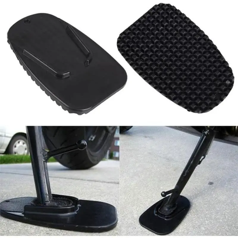 2Pcs Black Motorcycle Side Kickstand Non-Slip Plate Base Parking Stand Support Plastic Pad, Body and Frame Parts