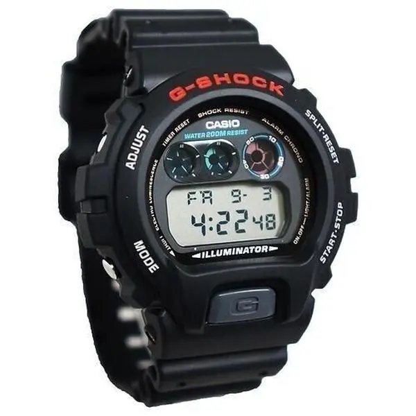 CASIO G-Shock DW-6900-1V Men's Digital Watch - Silicone Strap, Round Face, 100M - 200M Waterproof Multifunctional Diver Timepiece, Luminous Backlit, Calendar, Battery-Operated, Chronograph, Stopwatch, Flash Alarm Alert, Auto-Repeat G Shock Fashion Accesso