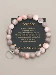 1PC Teacher's Day Gift High Quality Beaded Bracelets for Men and Women, Perfect Valentine's Jewelry with Adjustable Beads, Includes Gift Message Card for Thoughtful Teacher Gift Ideas