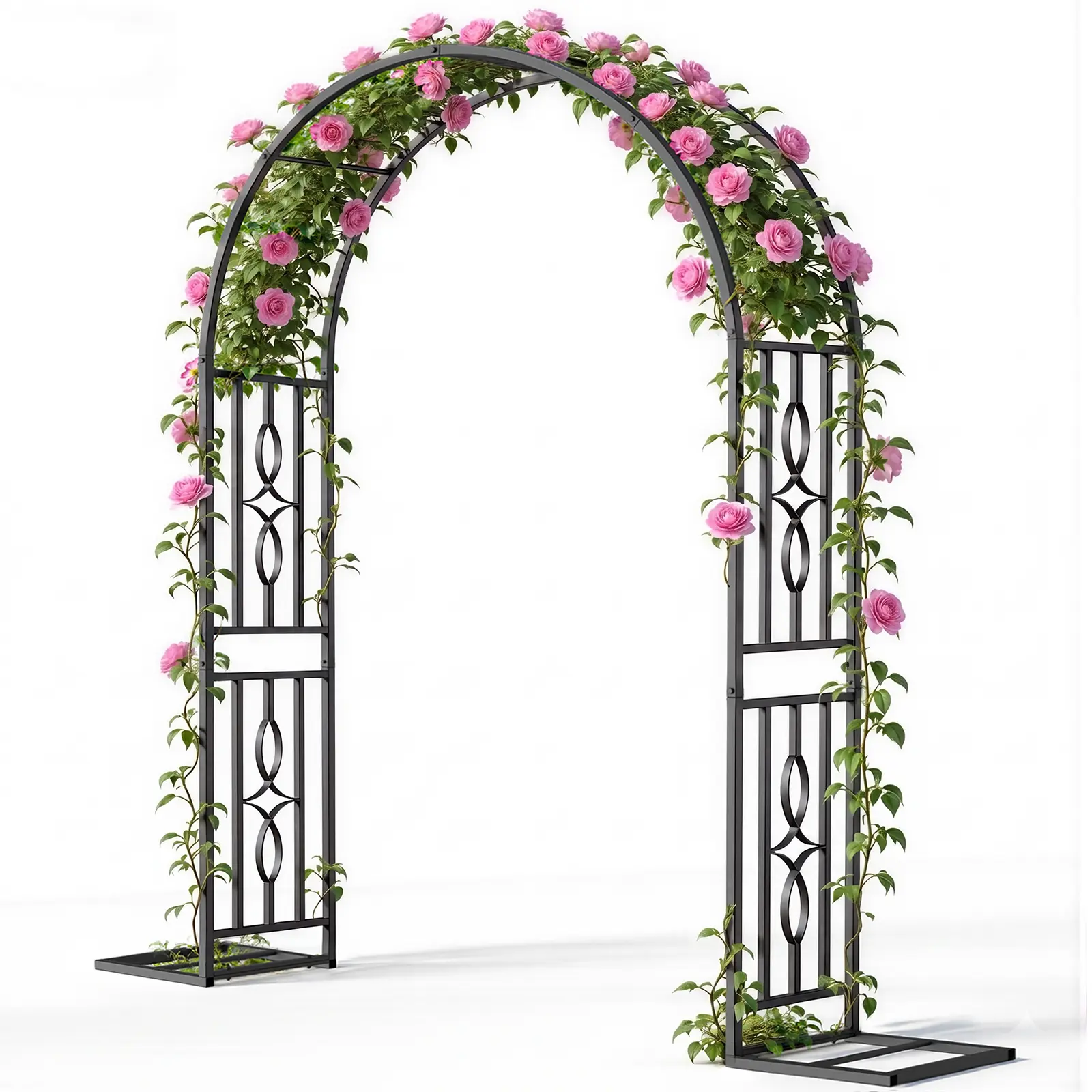 Metal Garden Arch, Heavy Duty Garden Trellis for Climbing Plants, with Enlarged Base for Stability, Ideal for Wedding Arches & Party Decorations, 55" W x 87" H