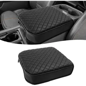 Center Console Armrest Cover for 2023 2024 2025 Ford F250 F350 F450 F550 Super Duty, Vinyl Leather Trim, Arm Rest Lid Cushion Protector, Anti-Scratch, Black (Fits Bucket Seat Console Only)