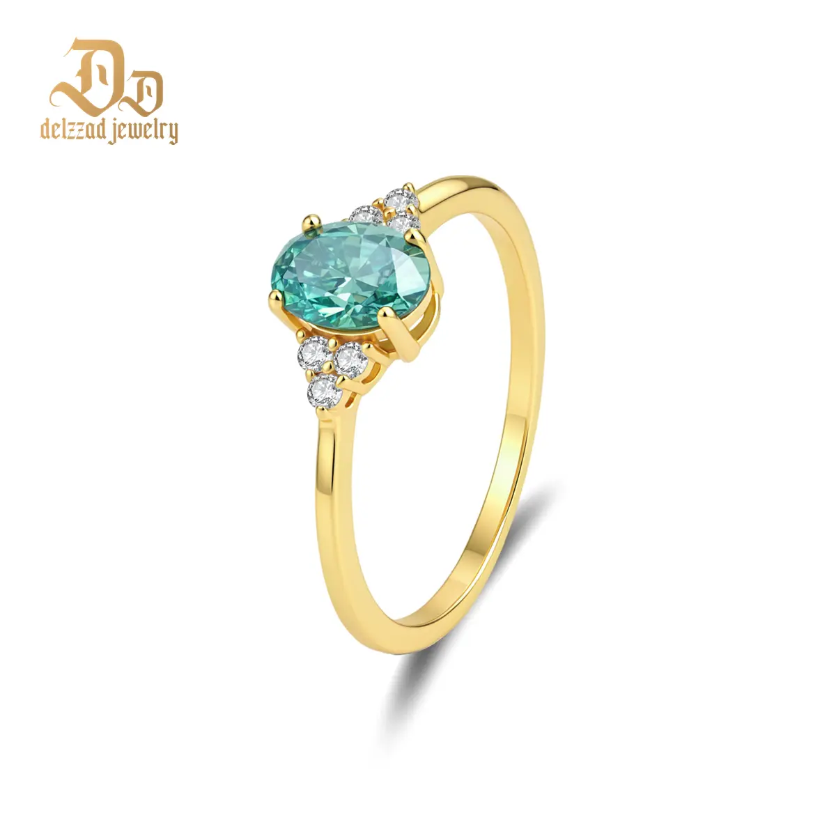 Delzzad S925 1ct Verdant Vow Ring Vintage Oval Engagement Ring with Trilogy Ring VVS Synthetic Moissanite Ring Jewelry Quiet Luxury Ring Perfect Birthday Engagement Wedding Anniversary Christmas Gift