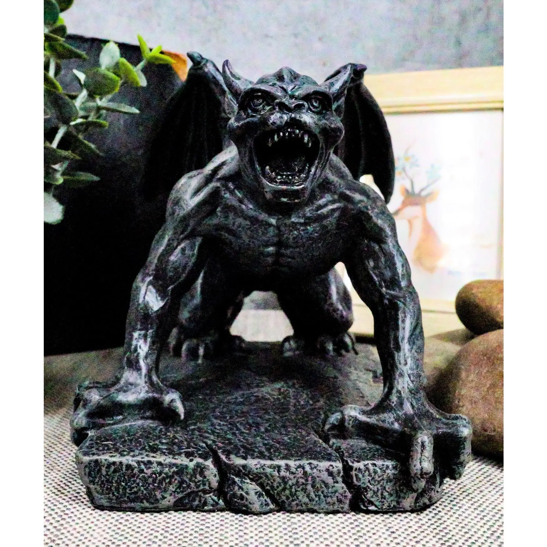 Ebros Winged Demonic Bull Gargoyle Statue Gothic Night Crawler Sentry Stone Devil